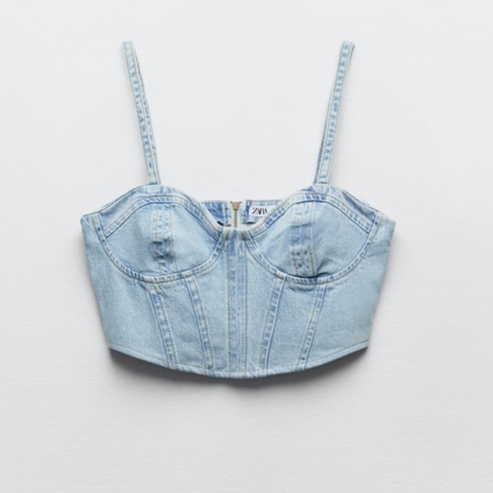 ZARA DENIM CORSET TOP